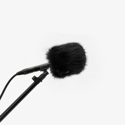 The Foam Wind Cover, size XS, on a boom-mounted shotgun microphone